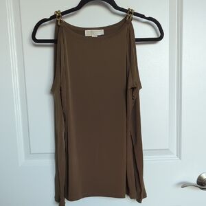 Olive Mochael Kors Cold Shoulder Top